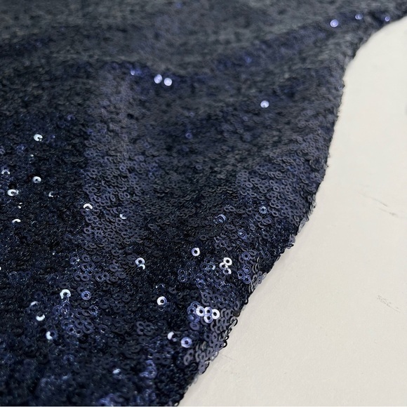 TOBI Navy Blue Sequin Glam Low Back Long Sleeve Party Cocktail Sexy Mini Dress - Picture 6 of 13